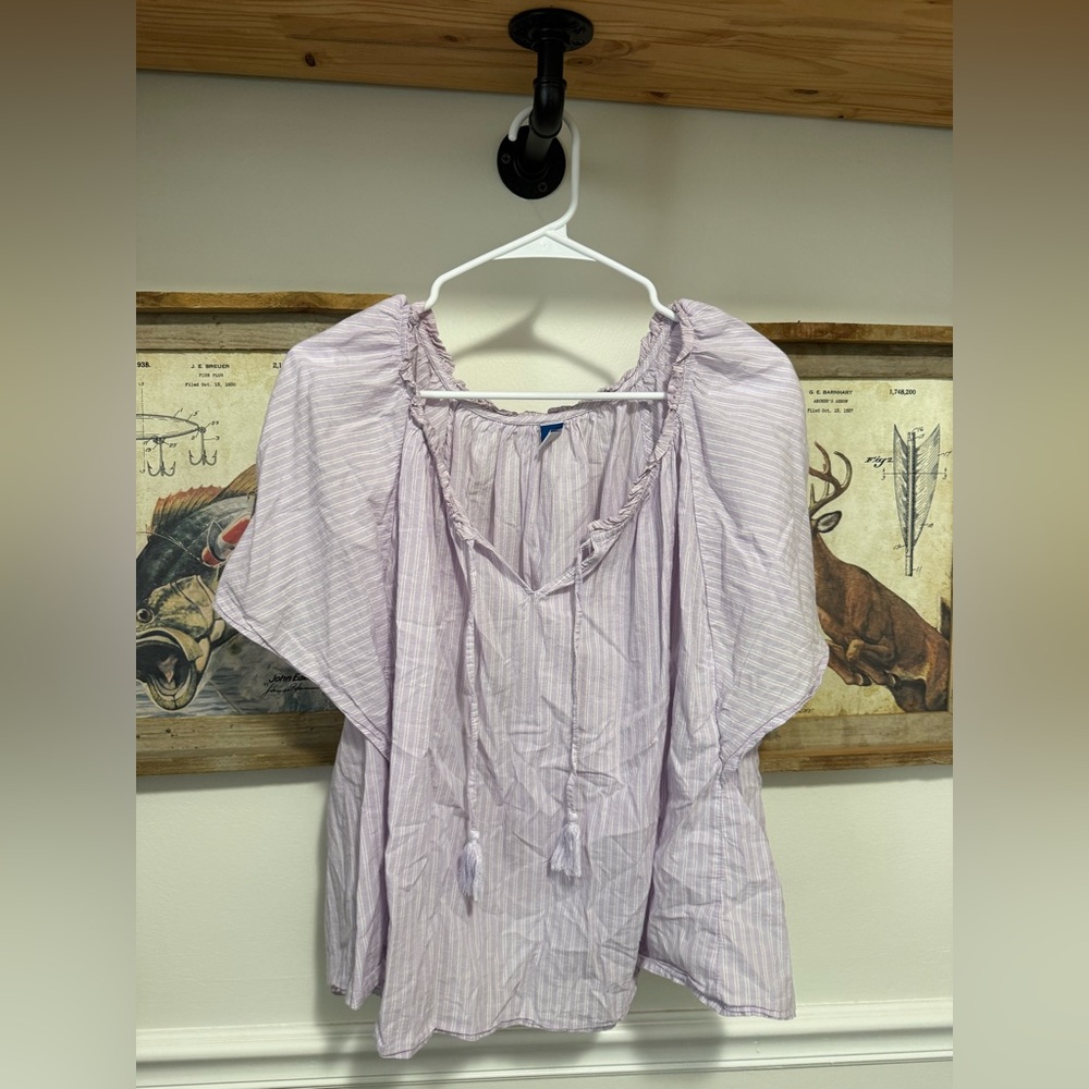 Old Navy Light Purple Striped Blouse